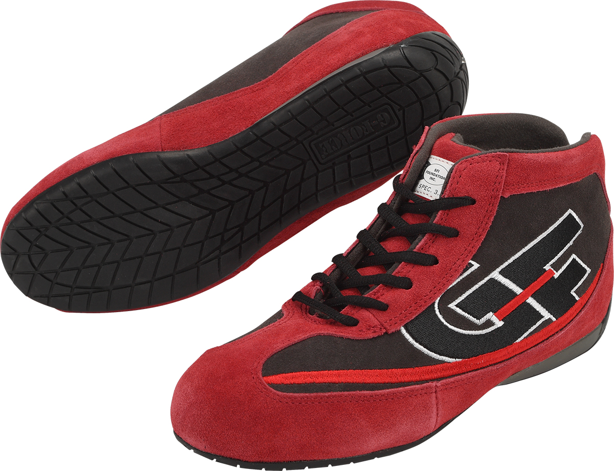 G-Force Racing Gear Racing Shoes GF237 PHILLY SFI RACING SHOE, Size 6, Color Red