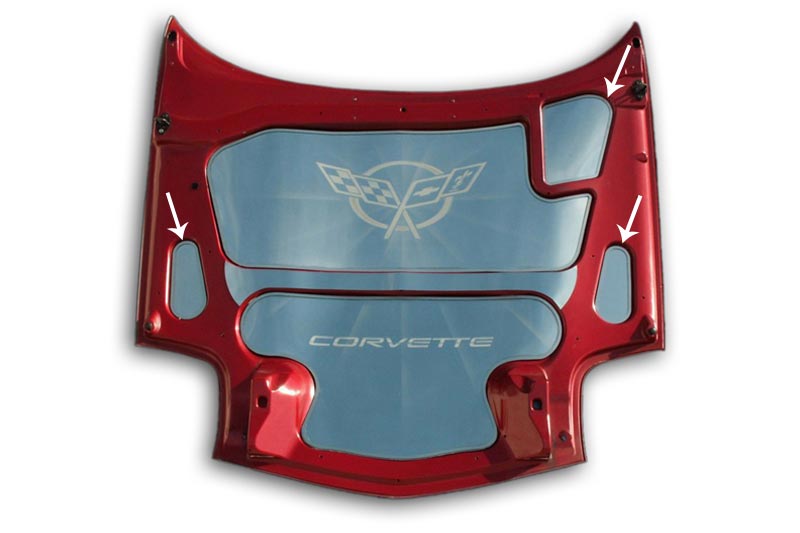 1997-2004 C5 Corvette, Hood Accent Kit Polished 3pc, Stainless Steel