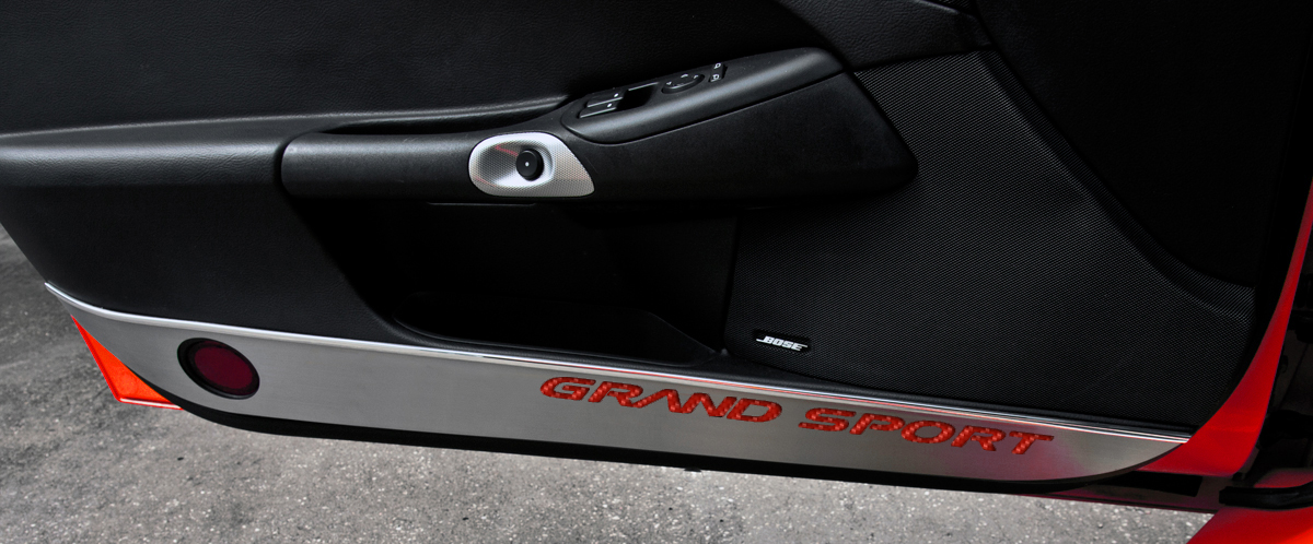 2005-2013 C6 Corvette, Door Guards Grand Sport Style Satin 2pc, Green, Stainless Steel
