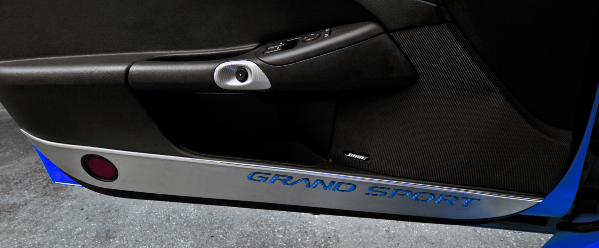 2005-2013 C6 Corvette, Door Guards Grand Sport Style Satin 2pc, Black, Stainless Steel