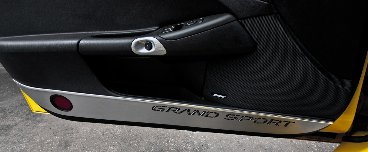 2005-2013 C6 Corvette, Door Guards Grand Sport Style Satin 2pc, Orange, Stainless Steel