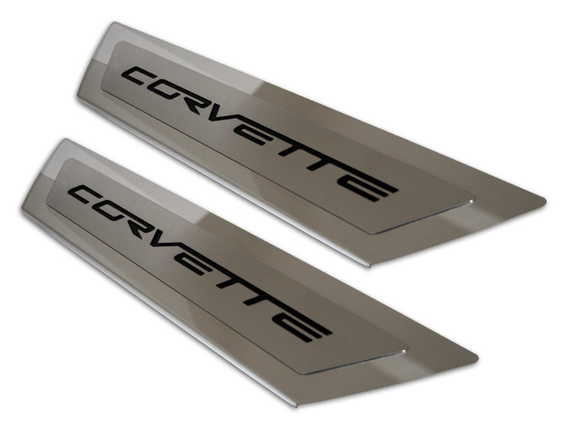 2005-2013 C6 Corvette, Doorsills Executive/Carbon Fiber White Corvette Style GML, 100% Stainless Steel,