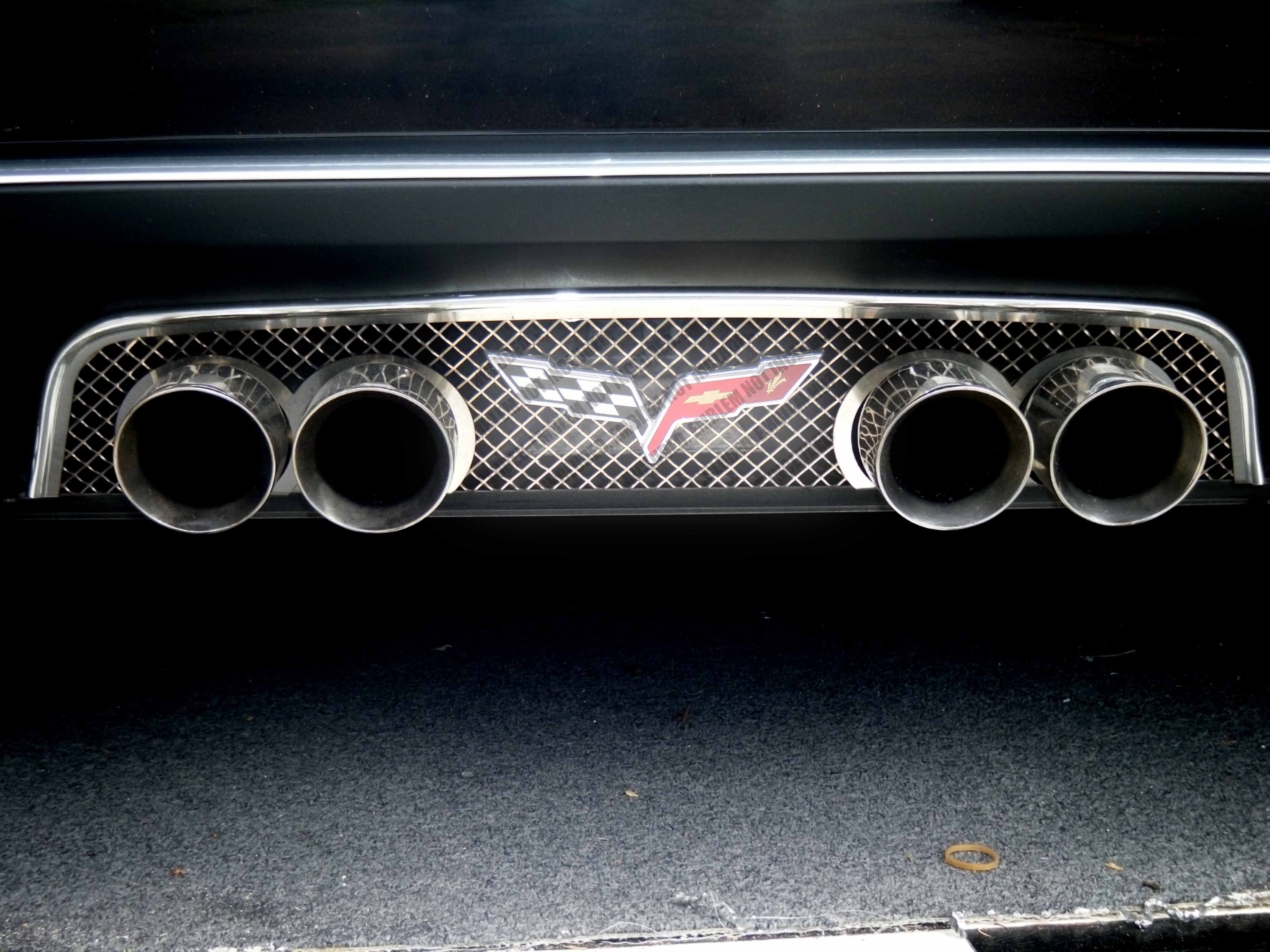 2005-2013 C6 Corvette, Exhaust Filler Panel Stock Exhaust Laser Mesh, Stainless Steel