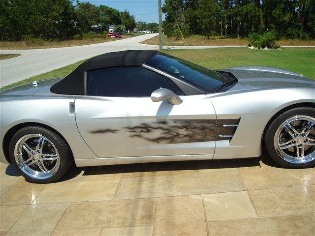 2005-2013 C6 Corvette, Side Graphic Sport Fade Black Flame, Stainless Steel