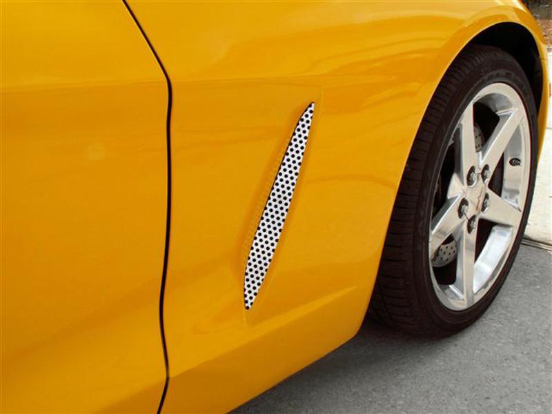2005-2013 C6 Corvette, Side Vents Perforated 2pc C6 Black Stealth, Stainless Steel