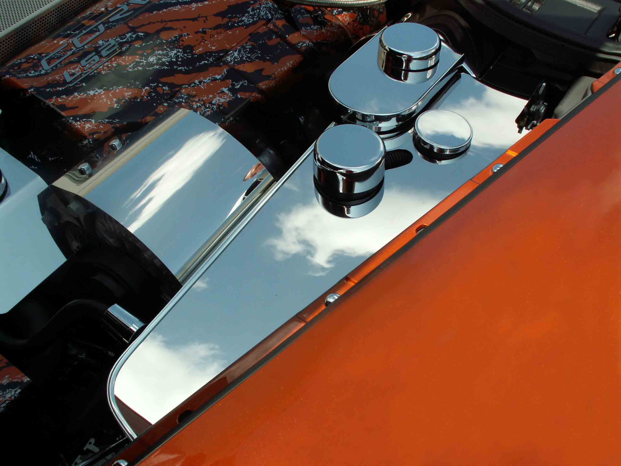 2005-2013 C6 GS/C6 Corvette, Water Tank Cover Polished w/caps Automatic C6, Stainless Steel