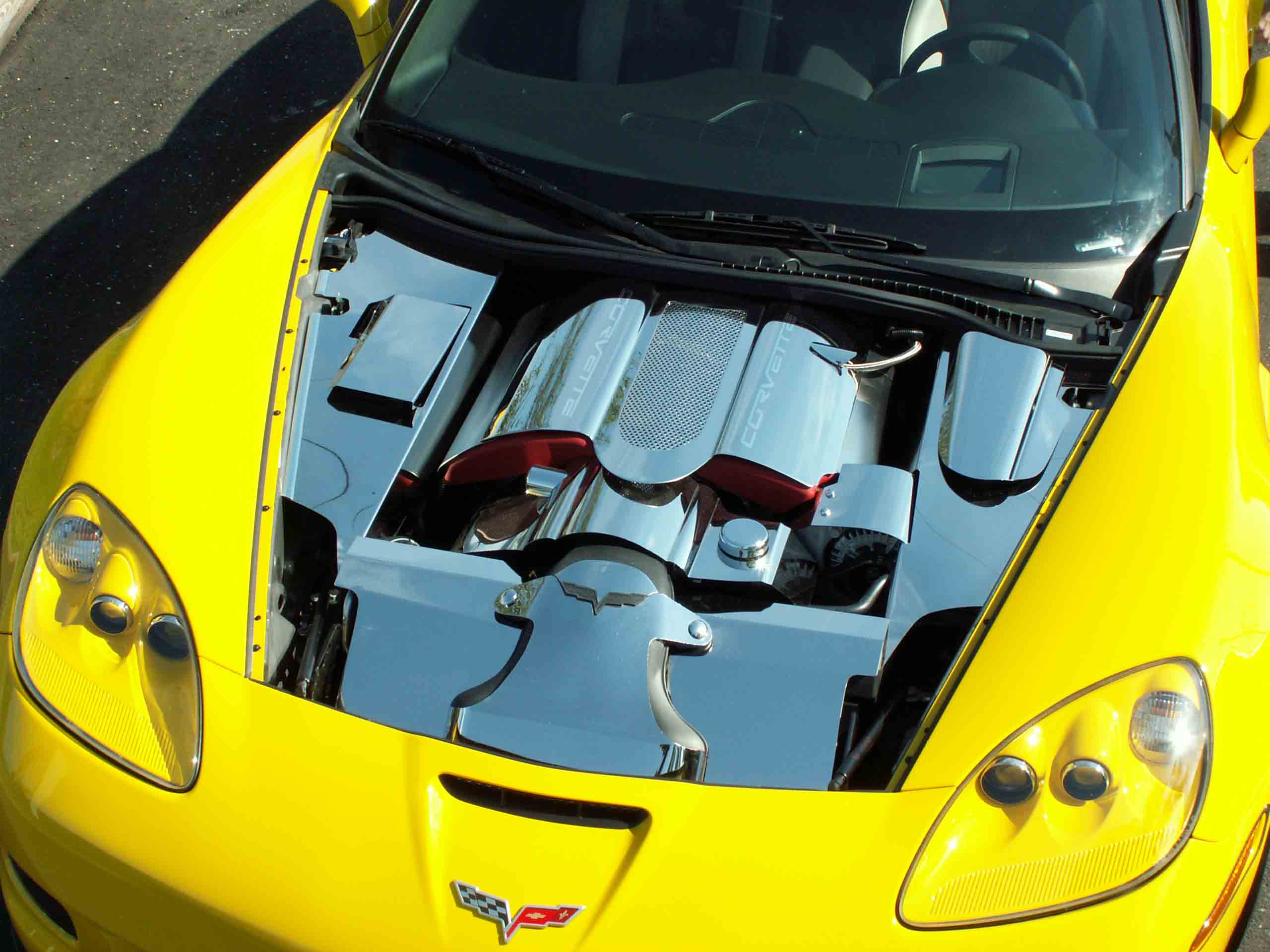 2006-2013 C6 Z06 Corvette, Inner Fender Covers Polished 4pc Z06, Stainless Steel