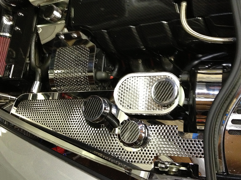 2005-2013 C6 Z06/GS/C6 Corvette Manual, Water Tank Cover Perforated w/chrome caps Standard C6/Z06, Stainless Steel