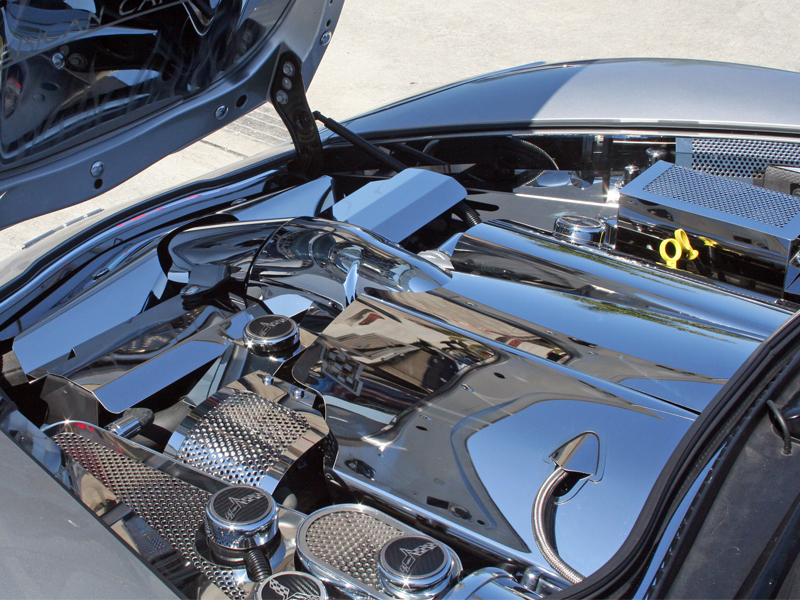 2005-2007 C6 Corvette, Plenum/Throttle Body/Radiator Cover 4pc Designer Series, Stainless Steel