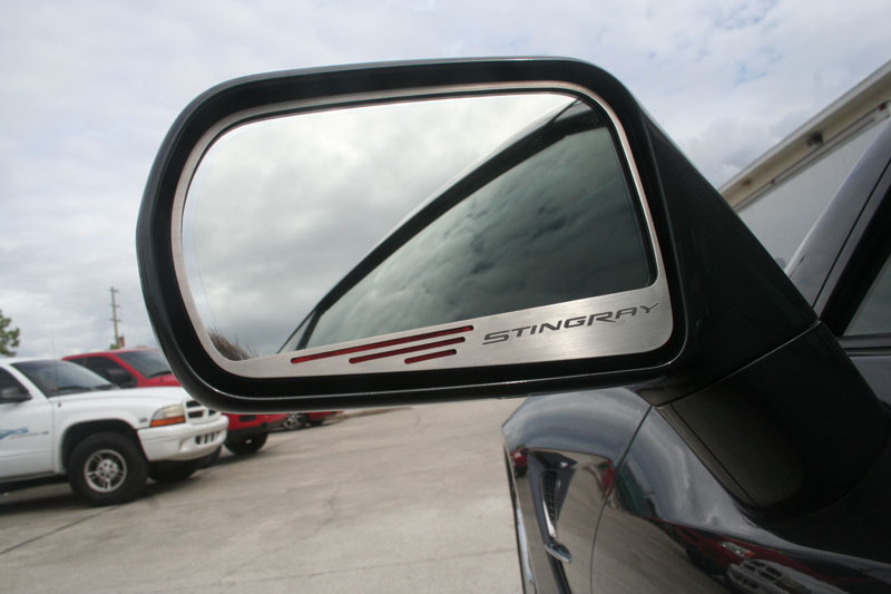 2014-2019 C7 Chevrolet, Side View Mirror Trim, American Car Craft GREEN 2pc Stingray Auto Dim Carbon Fiber