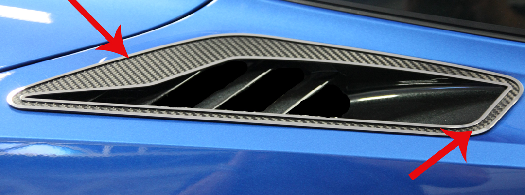 2014-2019 Chevrolet C7 Corvette, Rear Quarter Vent Set Trim, American Car Craft Rear Quarter Vent "Real Carbon Fiber" w/Stainles