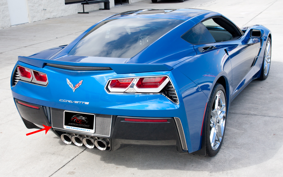 2014-2019 Chevrolet C7 Corvette, Tag Back Trim, American Car Craft Tag Back "Real Carbon Fiber" w/Stainless Trim