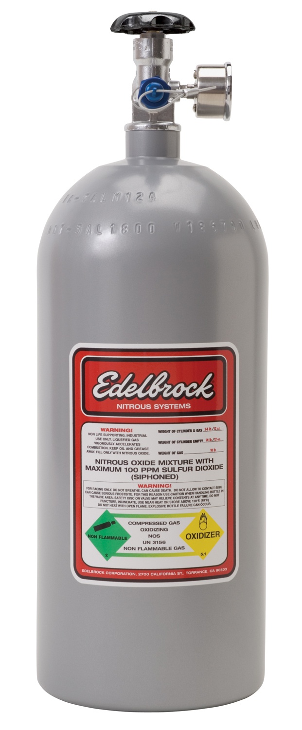 Edelbrock 10lb Painted Nitrous Bottle with Racer Safety Adapter, Part# 72311