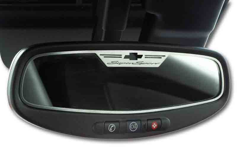 2010-2014 Camaro with Oval Mirror Mirror Trim Rear View Satin "Super Sport Style" WITH SENSOR, ; Fits 2010-2012 SS Coupe and Con