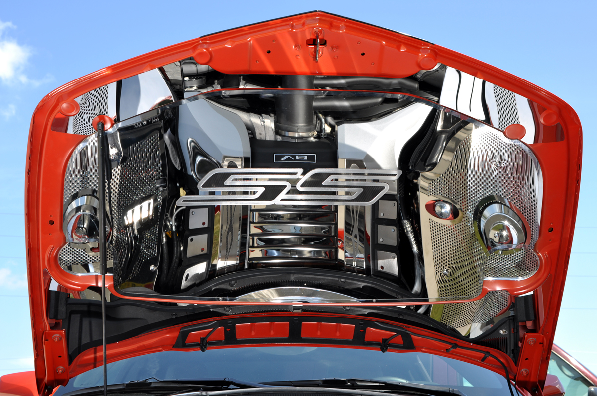 2010-2018 Camaro Hood Panel Emblem Satin Carbon Fiber "SS", ; Fits 2010-2018 Camaros, ; with Solid Black
