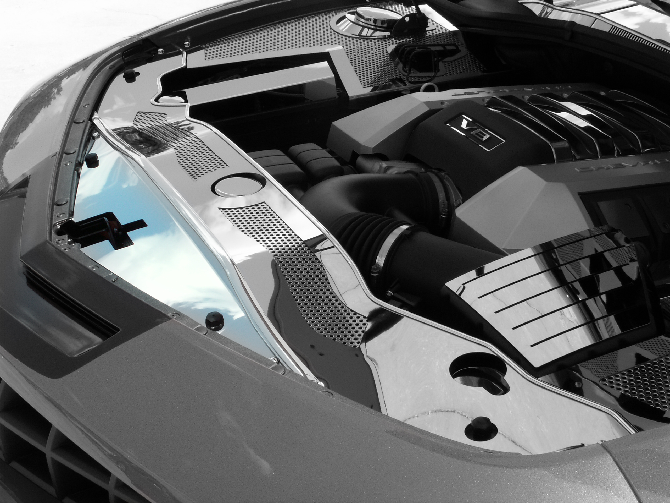 Camaro All Models 10-13 Front Header Plate Polished works w/#103022  #103027