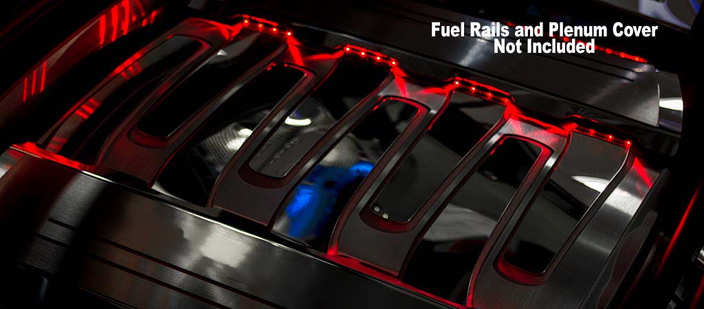 2016-2019 Chevrolet Camaro SS V8 Illuminated Fuel Rail Kit, American Car Craft Illuminated Fuel Rail Kit Red LED