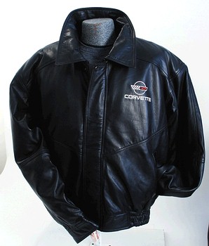 C4 Jacket - Lambsikn Leather Black with 84-96 Embroidered Emblem
