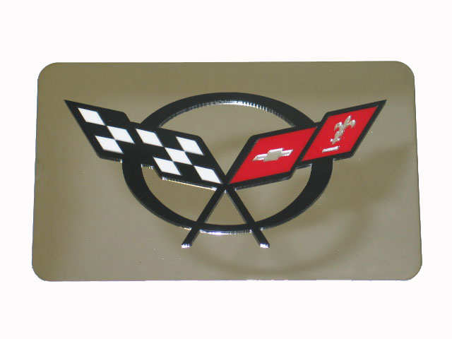 C5 Corvette Rear Exhaust Dress Up Plate, Polished Stainless Steel, Small 7.5" x 4.5"