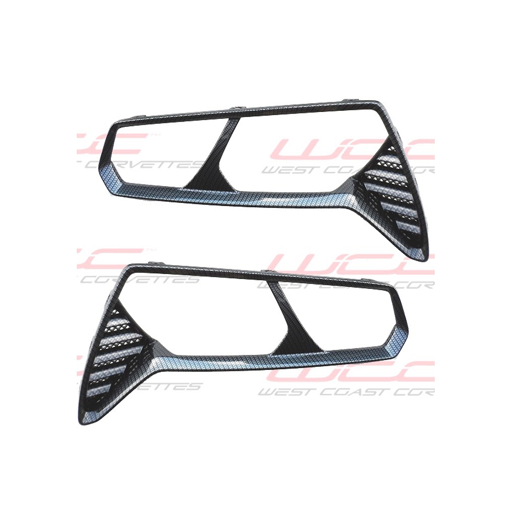 2014 C7 Corvette Stingray Hydro Carbon Fiber Taillight Bezels,  Smooth Finish, 2pc Kit