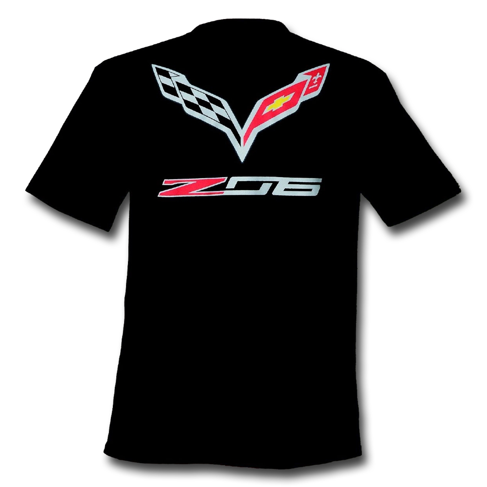 C7 Corvette Stingray Supercharged Z06 with Crossed Flags T-shirt : Black
