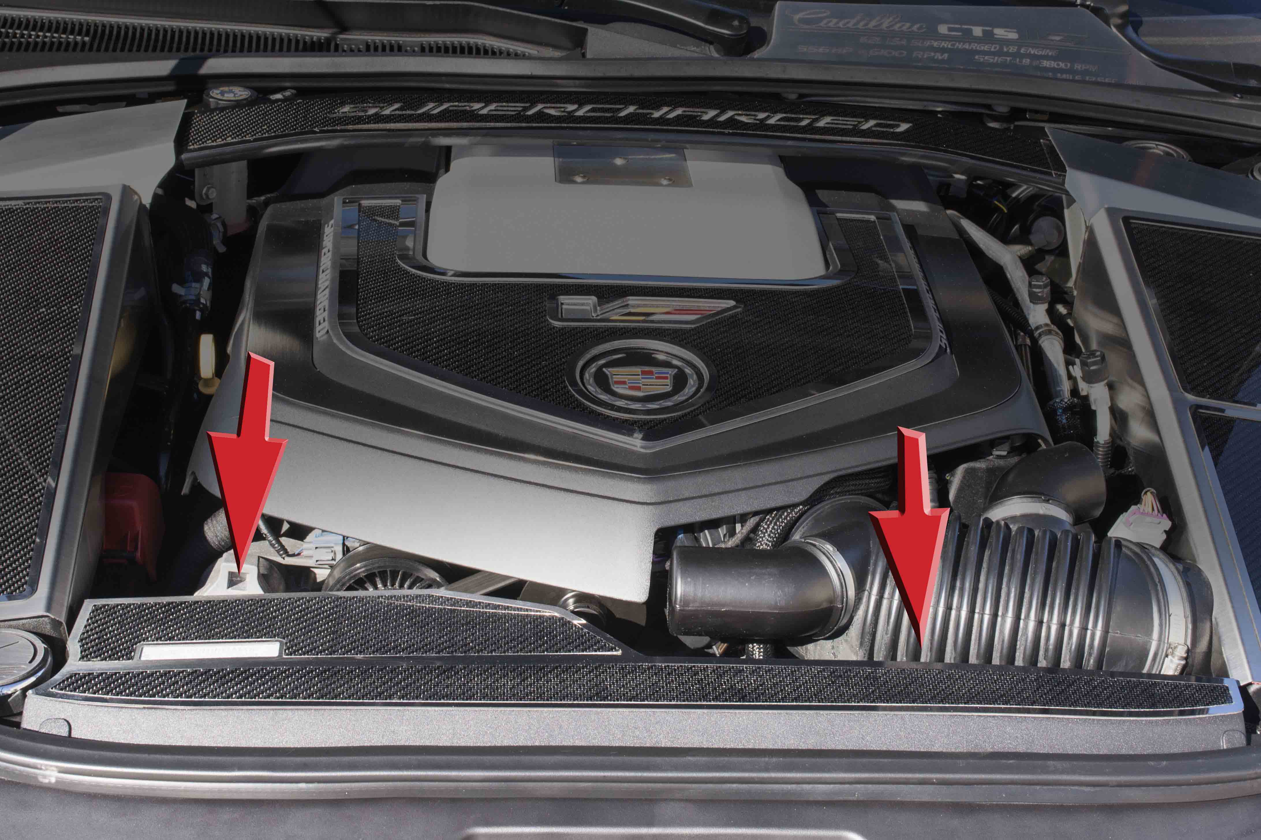 2006-2015 Cadillac CTS V Carbon Fiber Radiator Cover, Polished