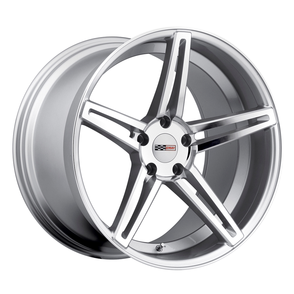 CRAY Corvette Wheels, BRICKYARD Silver w/ Machined Face Chrome Stainless Cut Lip