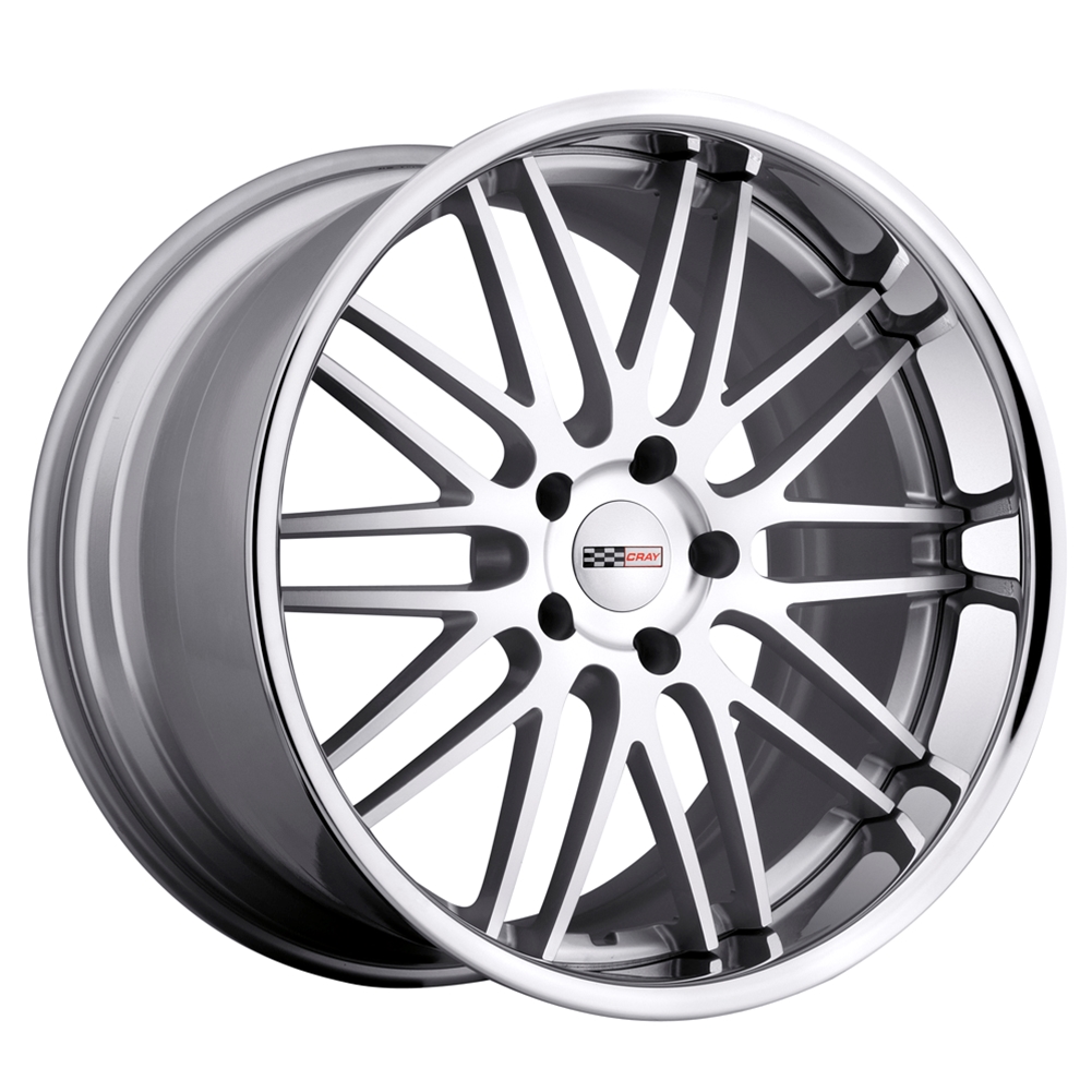 CRAY Corvette Wheels, HAWK Silver w/ Machined Face Chrome Stainless Cut Lip