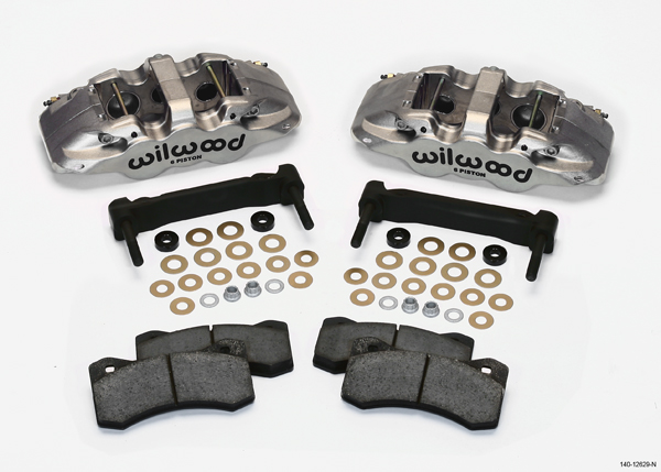 AERO6 Front Caliper, Pads and Bracket Upgrade Kit for Corvette C5 and C6, Nickel Plated