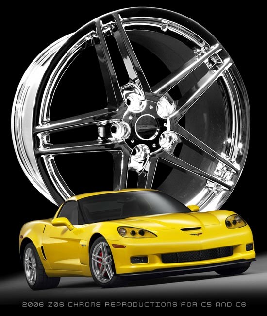 C6 Z06 Corvette Chrome Reproduction Wheels for C5 Corvette