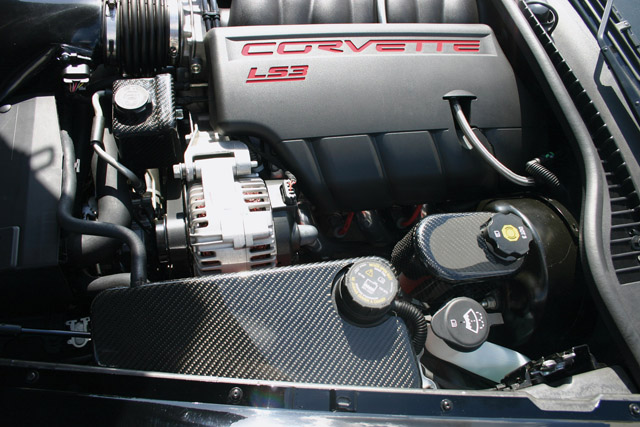 C6 Corvette Carbon Fiber Engine Part Covers, Coolant Reservoir