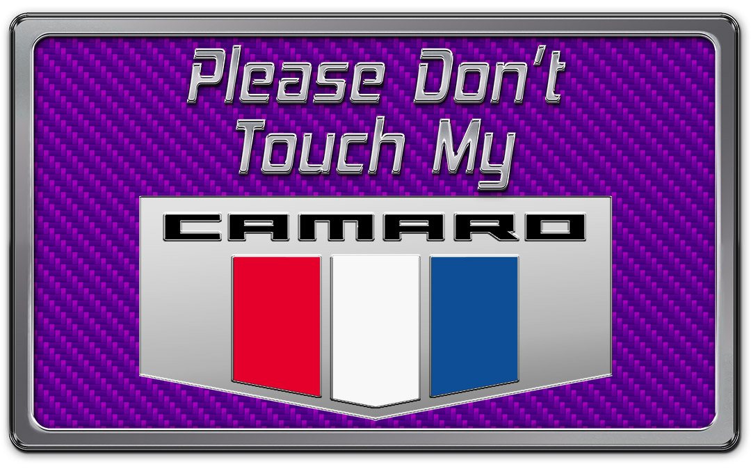 2010-2015 Camaro 2010-2015 Camaro Please Don't Touch My Dash Plaque, ; With faux Purple  Carbon Fiber