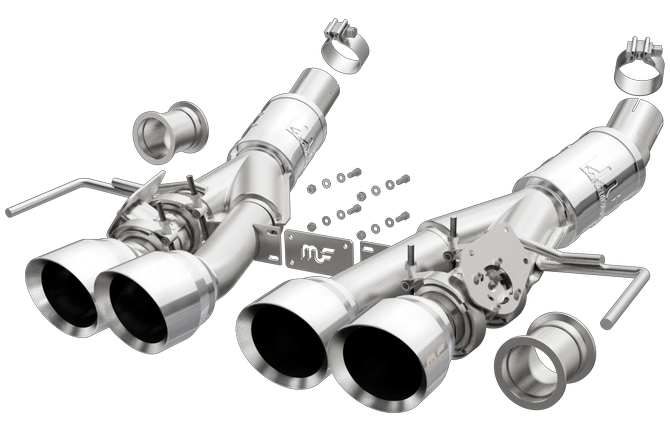 C7 Corvette Z06 MagnaFlow Competition Series NPP Axle Back Exhaust System, Quad Tip, Polished Stainless Steel