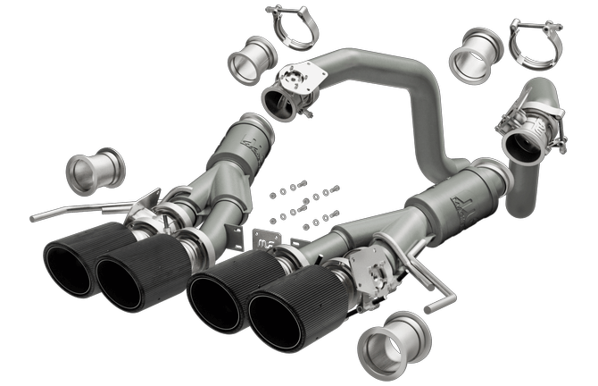 C7 Corvette Z06 MagnaFlow Competition Series Axle Back NPP Exhaust System, CF Quad Tip, Stainless Steel