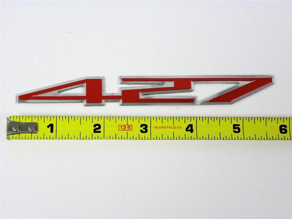 "427" RED Lettering Emblem Plate, C6 Z06, LS7 Engine, Hood Badge