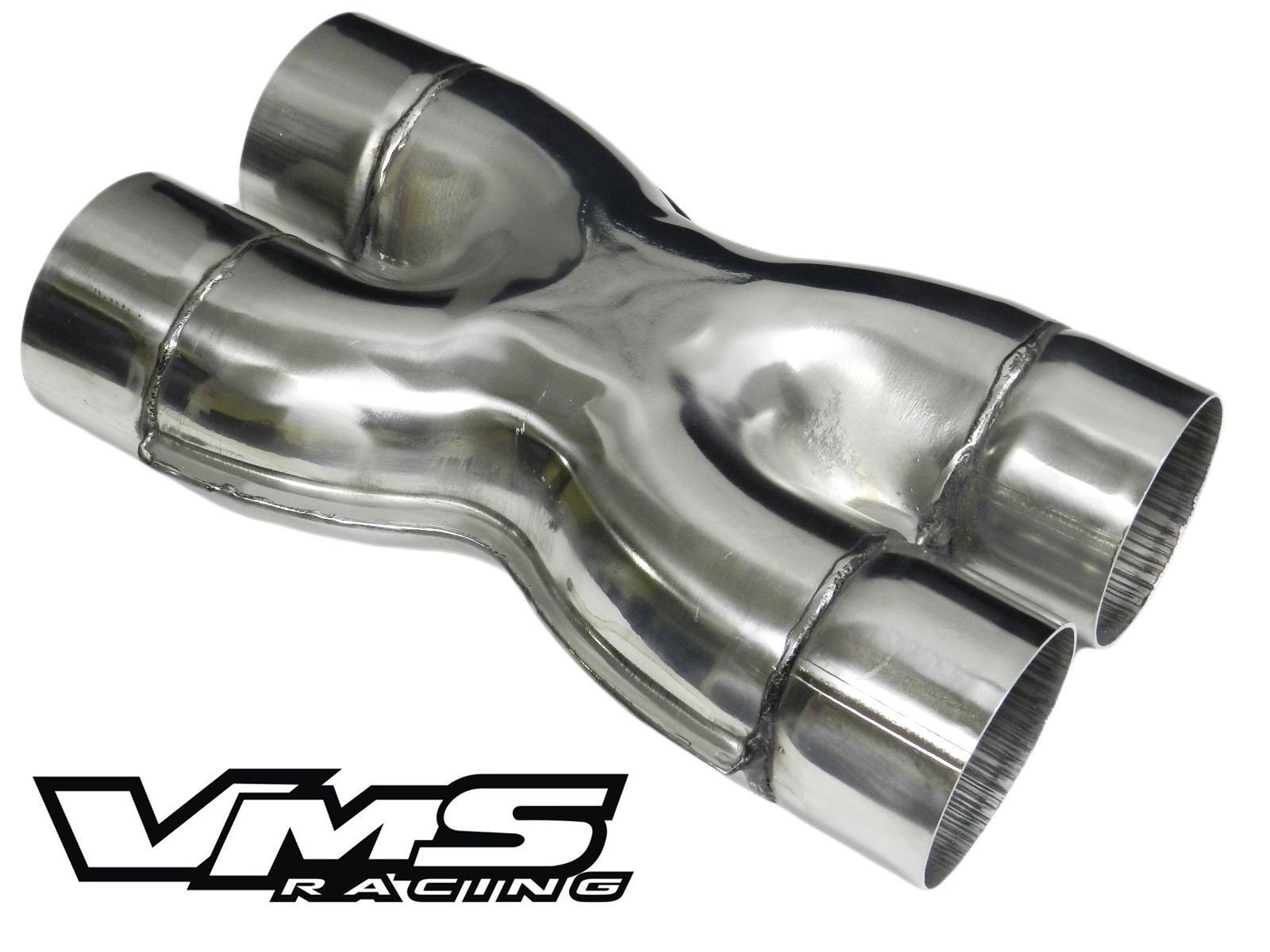 VMS Racing Stainless Steel 2.5" inch Crossover X-Pipe, Chrome, Universal Fit