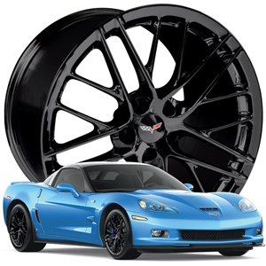 2009+ ZR1 Corvette Style  Reproduction Wheels in Black Chrome, C5, C6, ZR1
