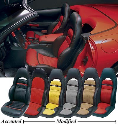 97-04 C5 / Z06 Corvette 2-Tone Custom Seat Covers, ACCENTED