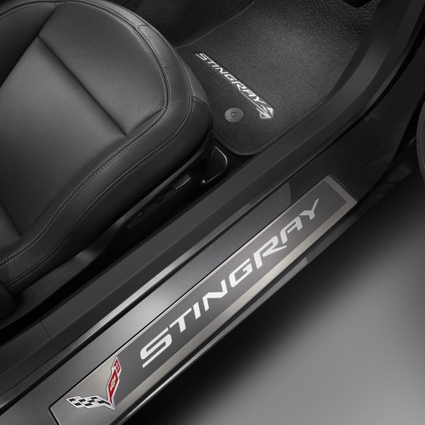 2014-2016 Corvette Stingray GM OEM Door Sill Plates, Stingray Logo