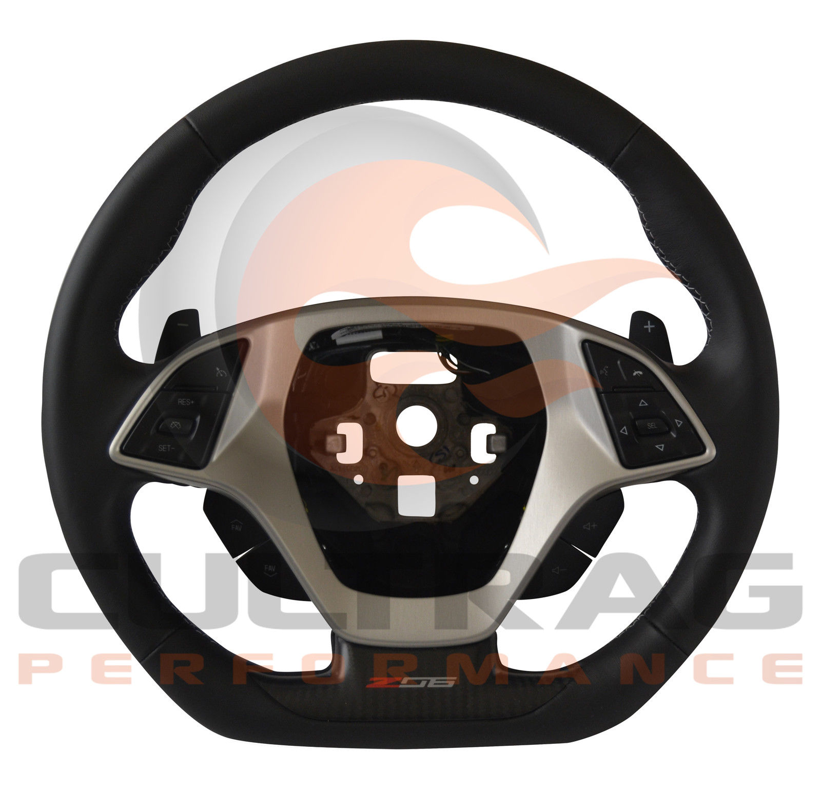 2015 2016 C7 Corvette Z06 Steering Wheel Automatic Black Leather Gray Stitching
