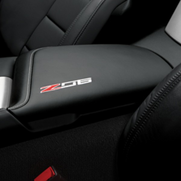 2015+ Corvette Stingray Z06 Center Console Lid, Black, Leather, Z06 Logo