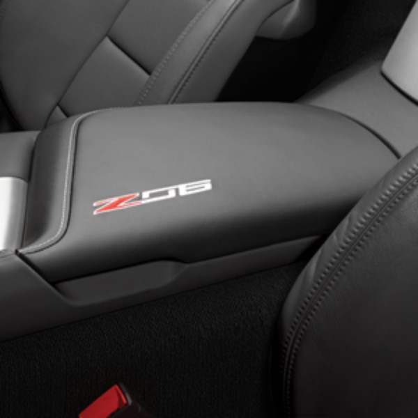 2015 Corvette Stingray Z06 Center Console Lid, Z06 Logo, Black w Red