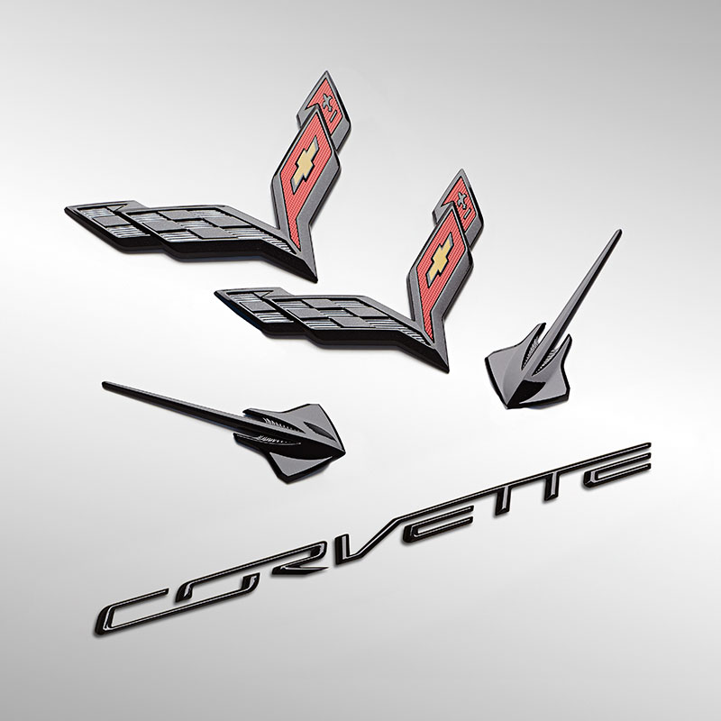 2014+ Corvette Stingray Exterior Badging, Emblems, Lettering, Flags, Carbon Flash