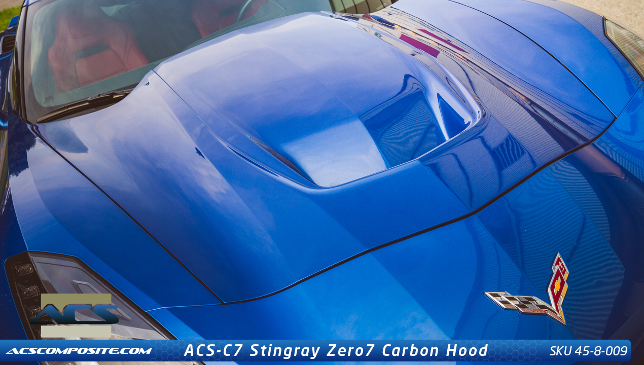 2014+ C7 Corvette Stingray ACS Heat Extractor Carbon Fiber Hood w/WINDOW