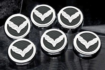 C7 Corvette Engines 14-19 CEngine Cap Cover - Slotted Carbon Fiber - Set Of 6 Manual Transmission