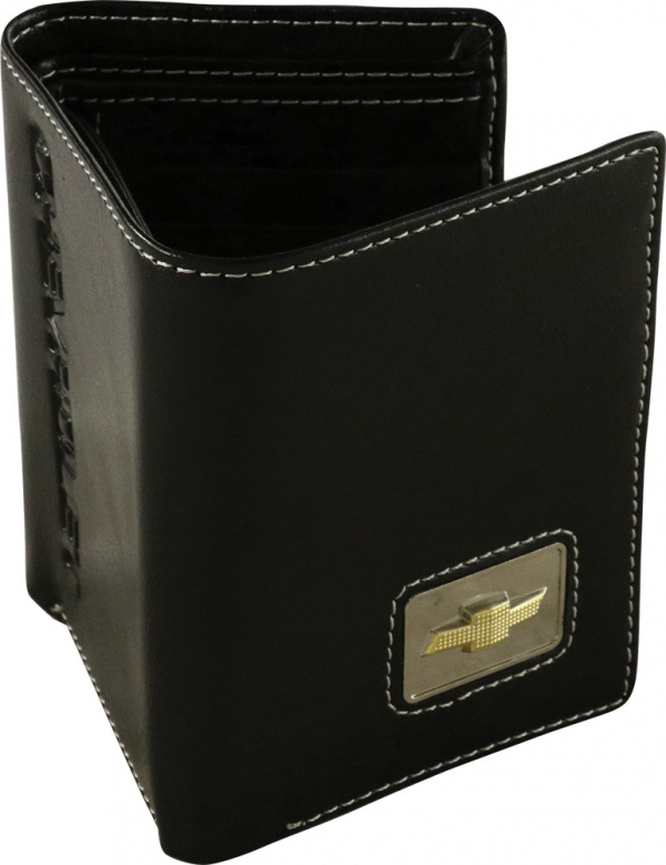 Chevrolet Black Leather Bi-Fold Wallet By Motorhead Products
