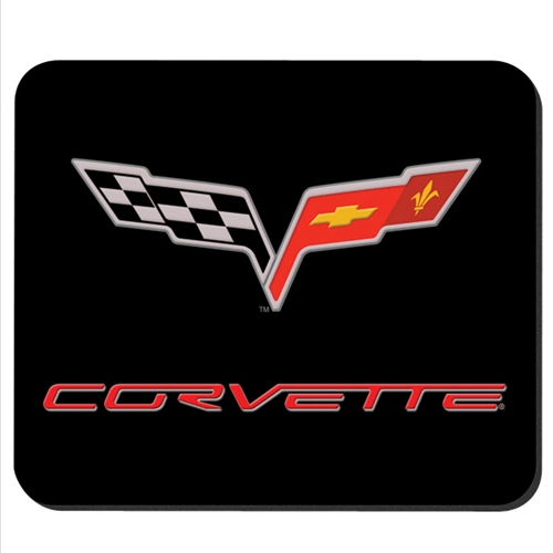 Corvette C6 Emblem Black Mouse Pad