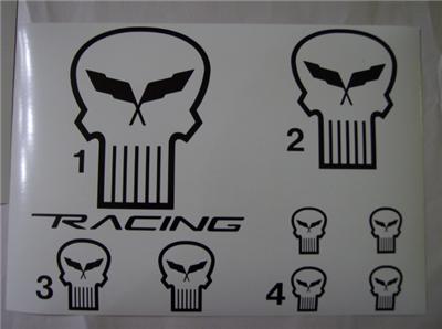 C5 Corvette Outline Punisher Style Jake Racing Mascot Logo Decal Package