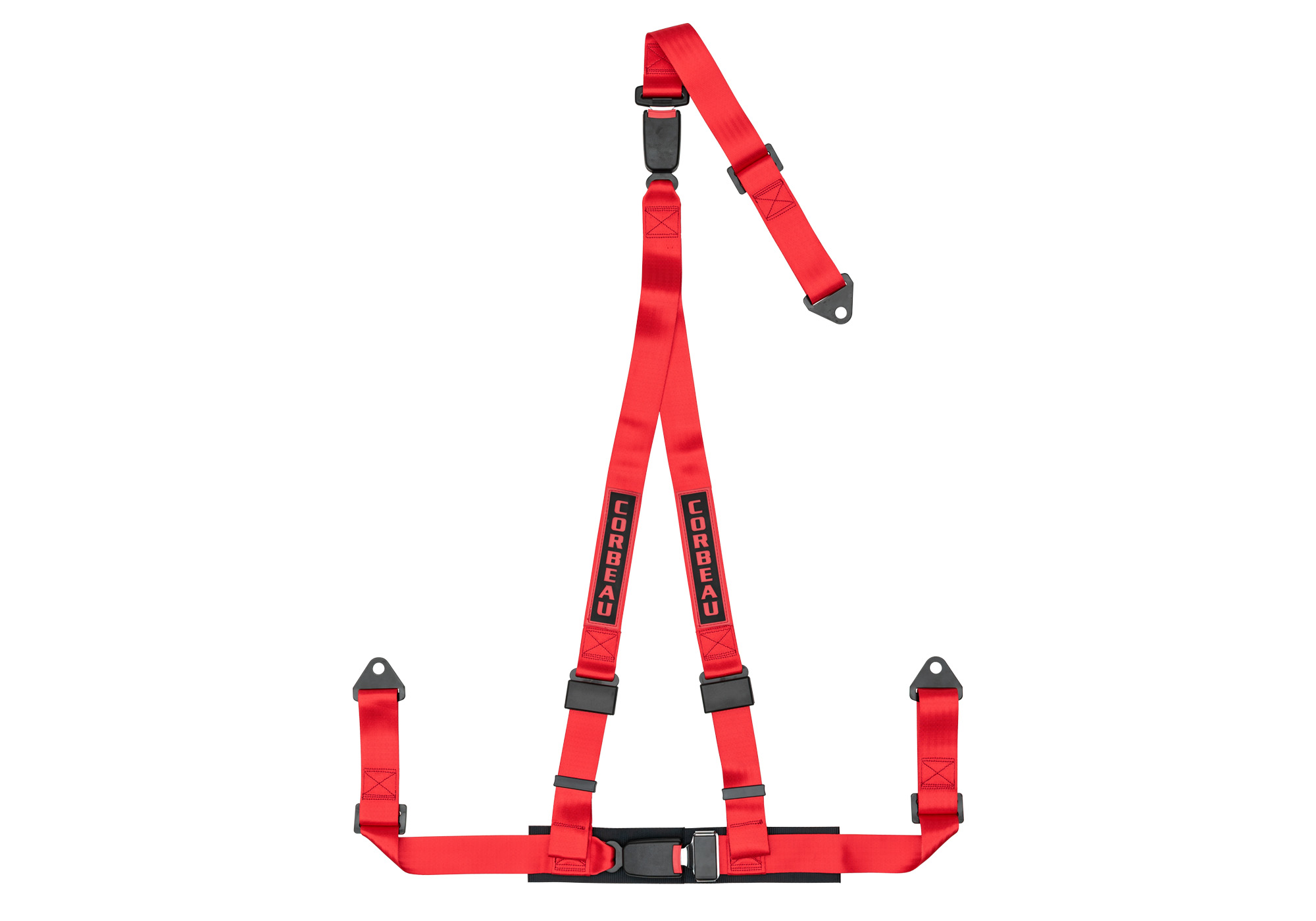 Corbeau 2-Inch Racing Harness Belts, Red 3-Point Double Release Bolt-In, 43207B
