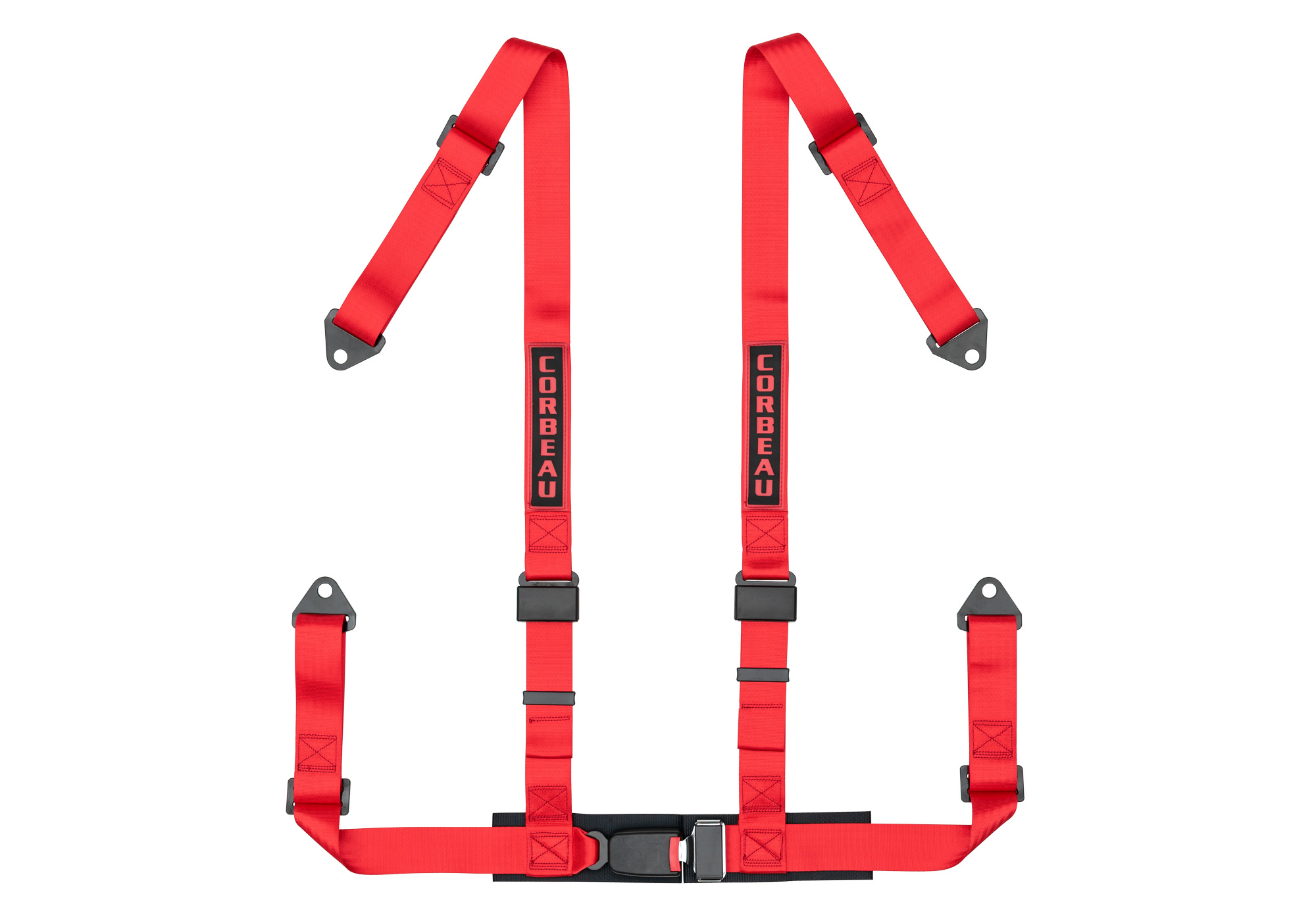Corbeau 2-Inch Racing Harness Belts, Red 4-Point Bolt-In, 44007B